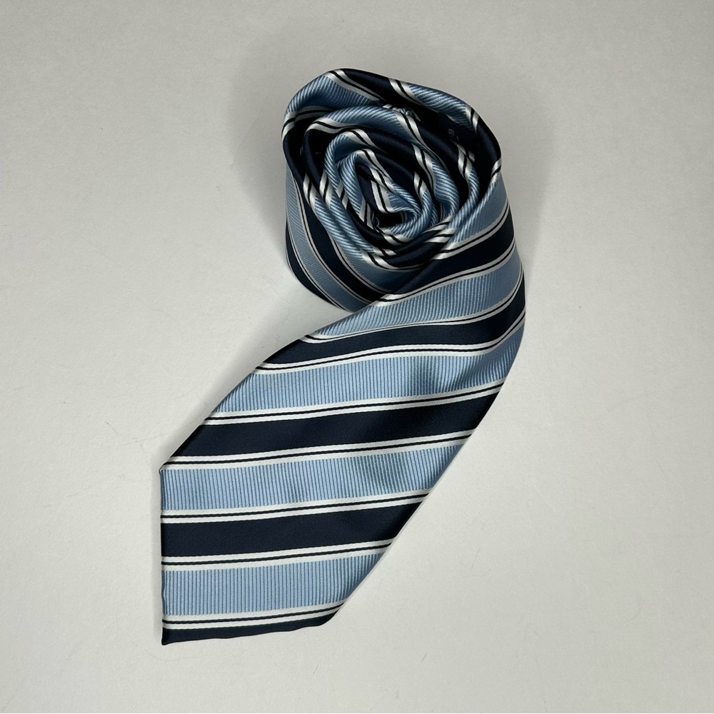 Giorgio Brutini Collezione Men's Tie Blue Striped Preppy Academia Business